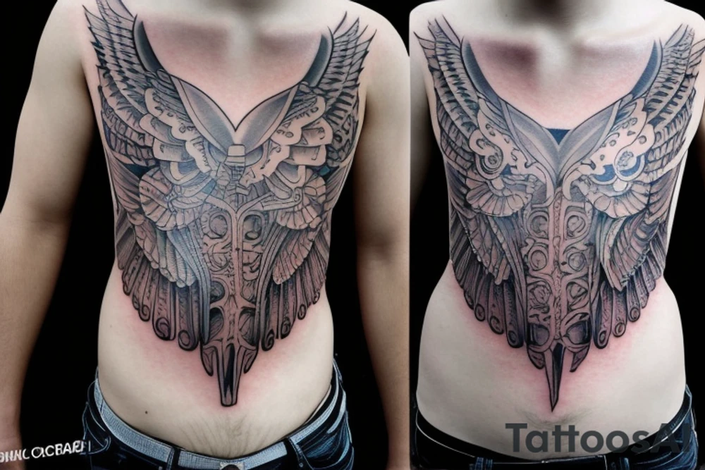 Wings chest tattoo idea