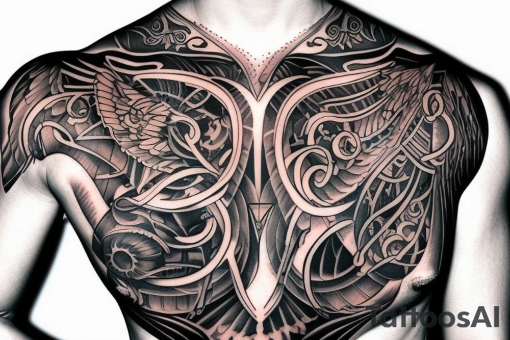 Wings chest tattoo idea