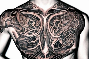 Wings chest tattoo idea