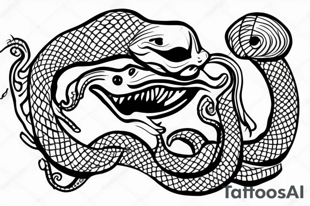 snake with open mouth tattoo idea