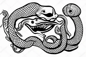 snake with open mouth tattoo idea