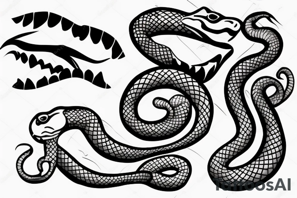 snake with open mouth tattoo idea
