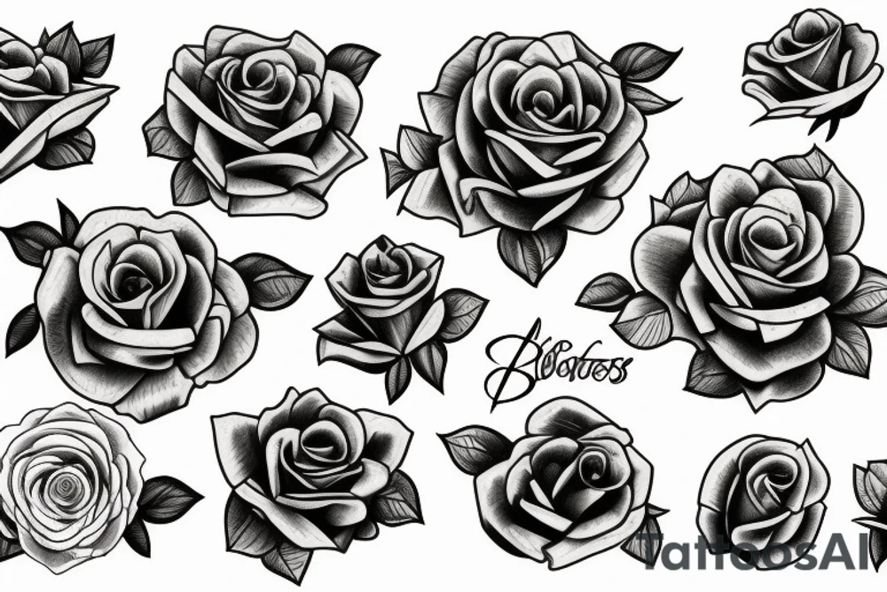 bouquet of roses tattoo idea
