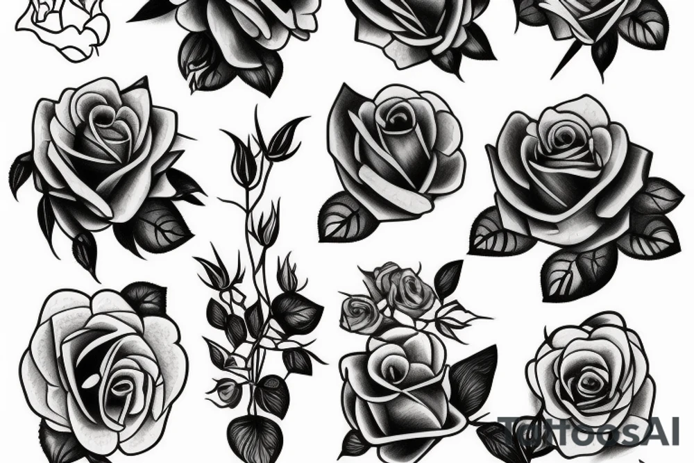 bouquet of roses tattoo idea