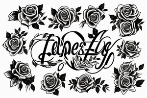 The letters LfL with roses in the background tattoo idea