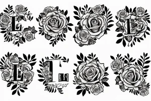 The letters LfL with roses in the background tattoo idea