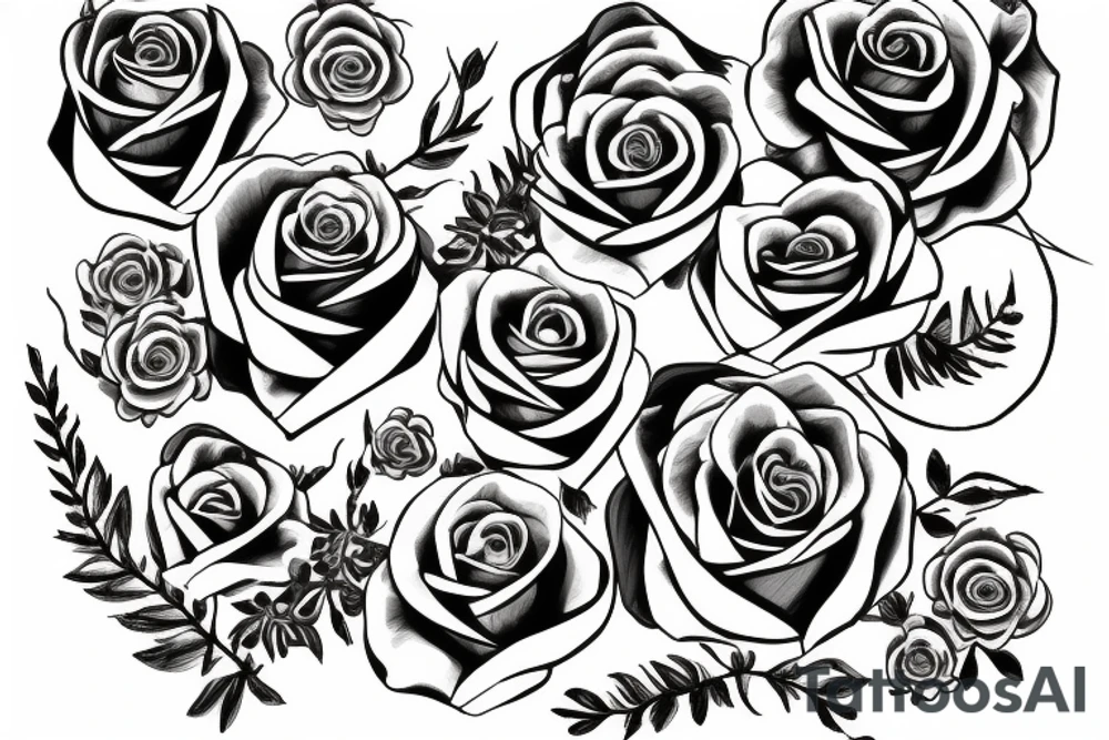 The letters "LfL" with roses in the background tattoo idea