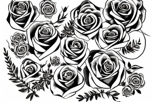 The letters "LfL" with roses in the background tattoo idea