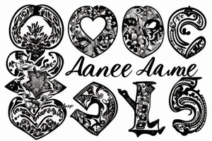 Anne name with some love symbol tattoo idea