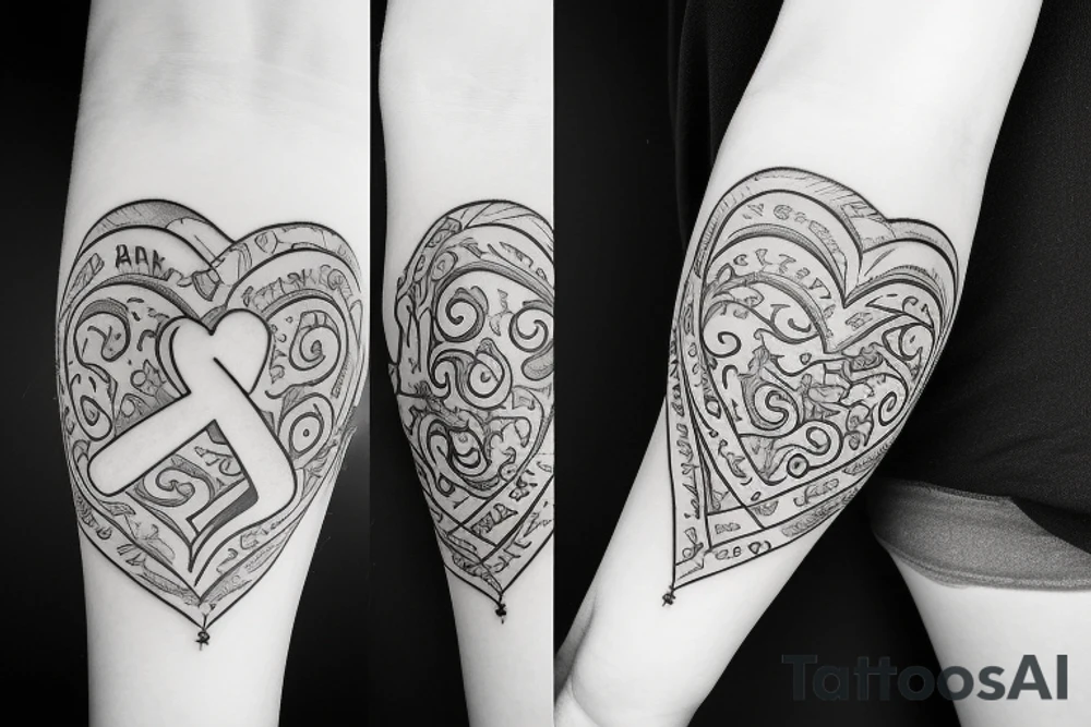 Anne name with some love symbol tattoo idea