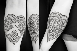 Anne name with some love symbol tattoo idea