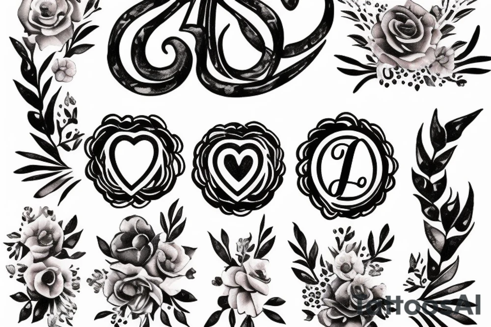 Design the name of anne with love symbol tattoo idea
