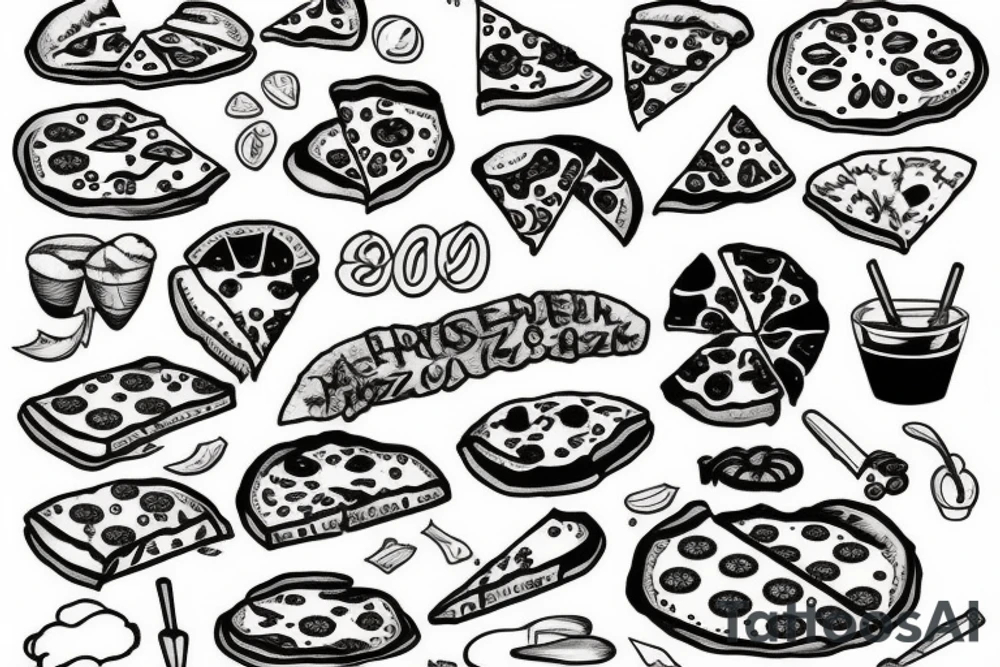 Melting pizza tattoo idea