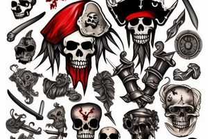 Bloody pirate with gild and sword tattoo idea