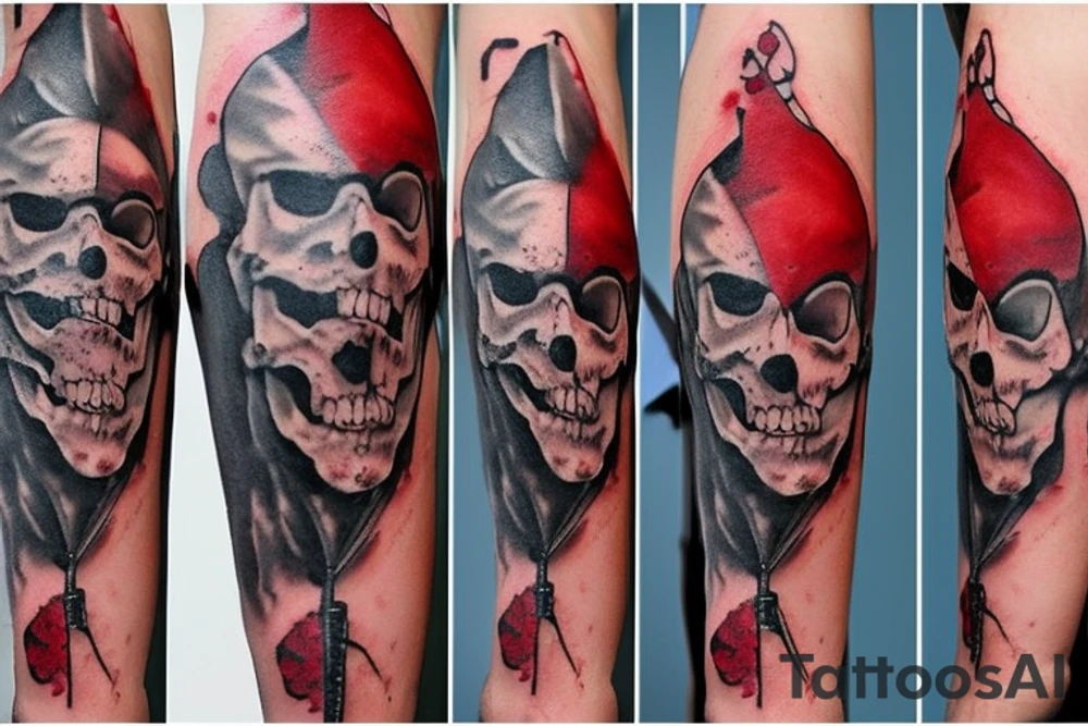 Bloody pirate with gild and sword tattoo idea