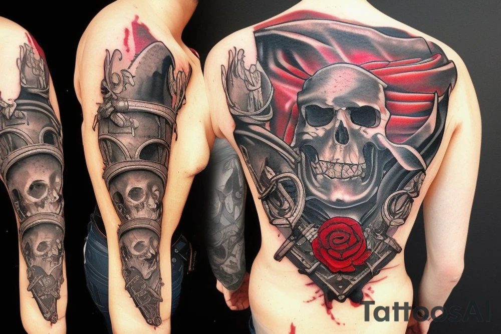 Bloody pirate with blood and swords tattoo idea