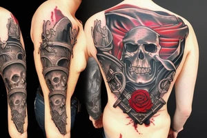 Bloody pirate with blood and swords tattoo idea