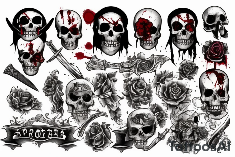 Bloody pirate with blood and swords tattoo idea