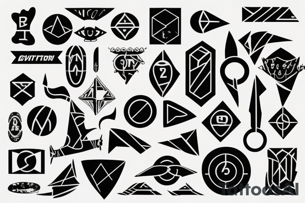 Black triathlon symbols tattoo idea