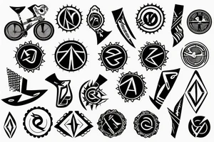Black triathlon symbols tattoo idea