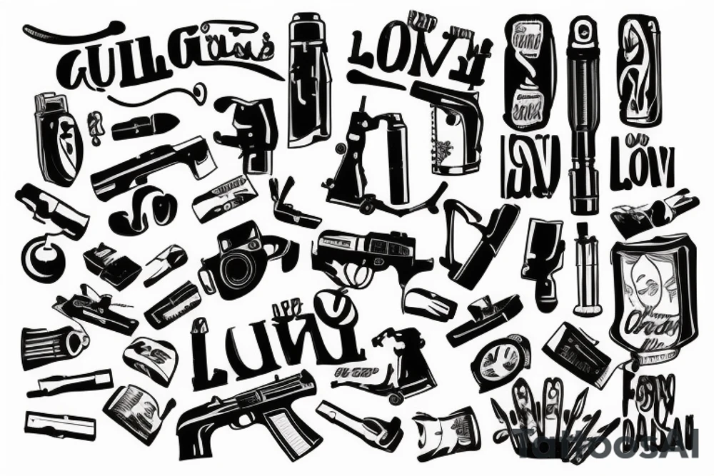 Сar gun love tattoo idea