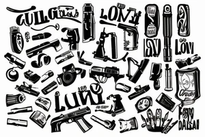 Сar gun love tattoo idea
