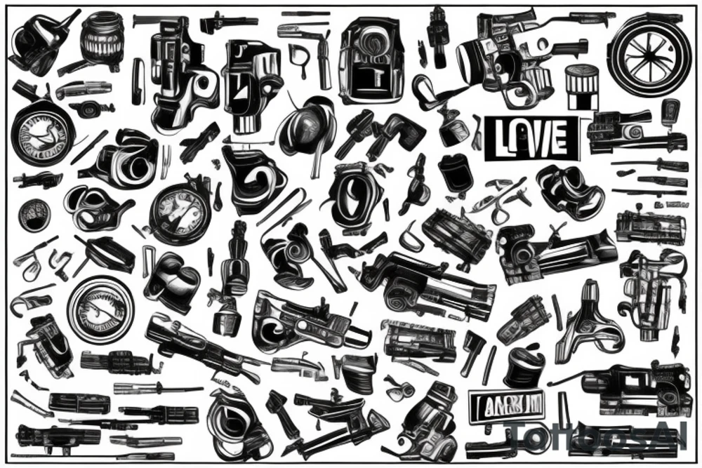 Сar gun love tattoo idea