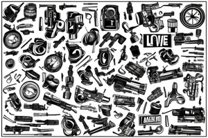Сar gun love tattoo idea