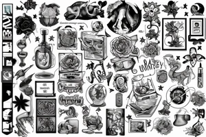 Word "curiousity" in style crossword tattoo idea