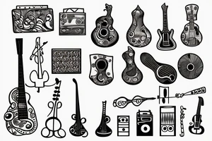 Music instruments, especially guitar tattoo idea