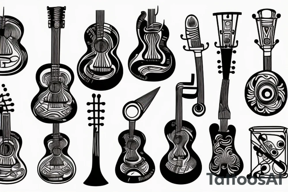 Music instruments, especially guitar tattoo idea