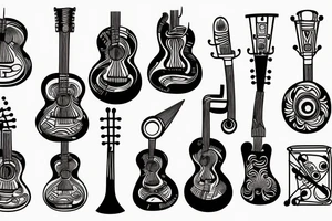 Music instruments, especially guitar tattoo idea