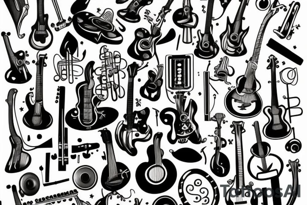 Music instruments, especially guitar tattoo idea