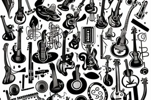 Music instruments, especially guitar tattoo idea