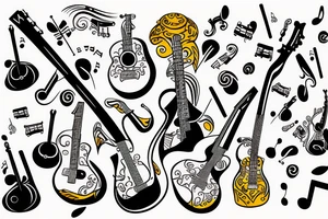 Music instruments, especially guitar tattoo idea