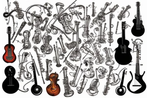 Music instruments, especially guitar tattoo idea