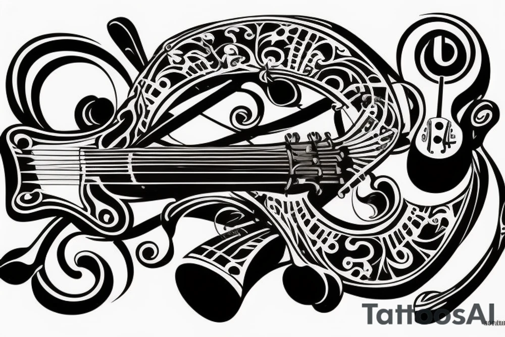 Music instruments, especially guitar tattoo idea