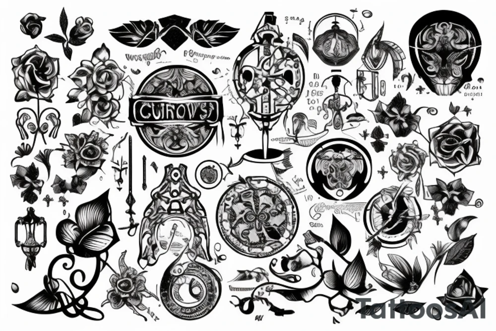 Word "curiousity" in style crossword tattoo idea