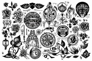 Word "curiousity" in style crossword tattoo idea
