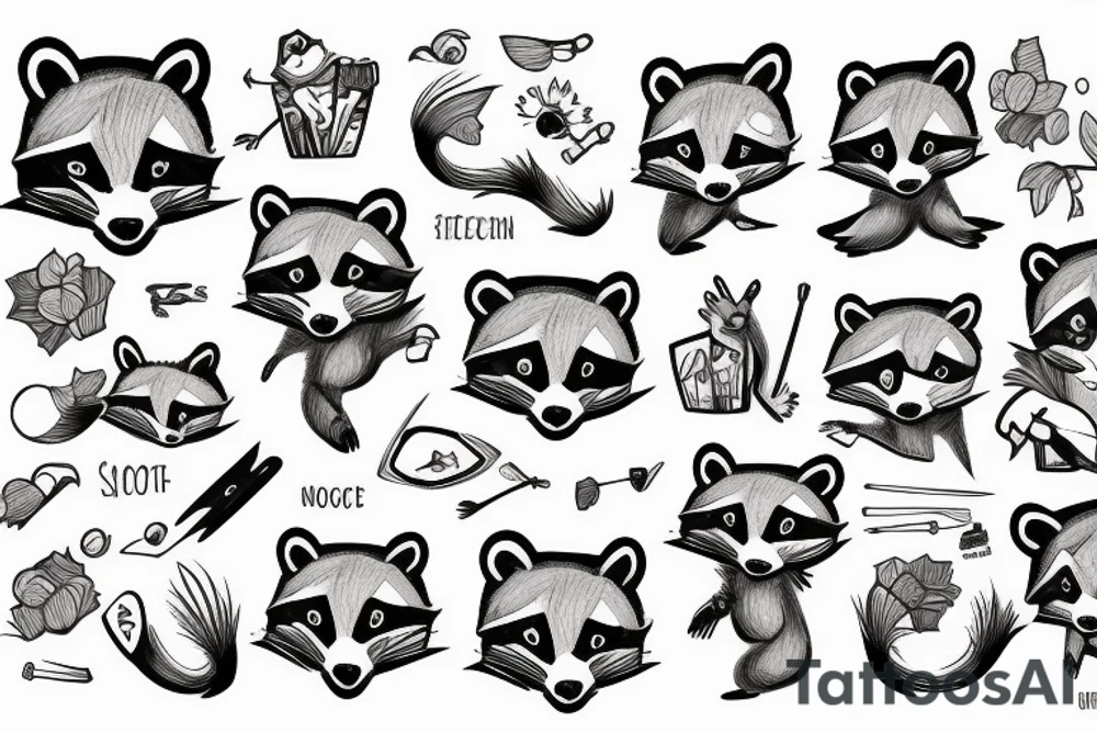 racoon holding a match tattoo idea