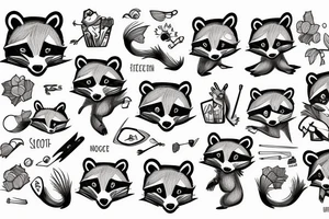 racoon holding a match tattoo idea