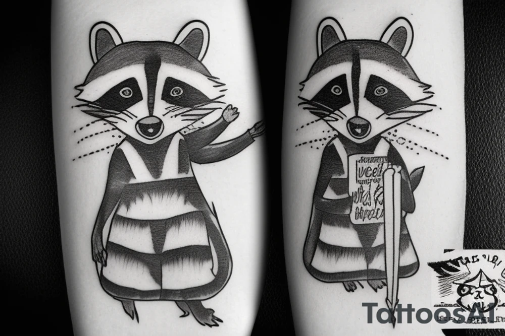 racoon holding matches tattoo idea