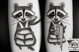 racoon holding matches tattoo idea