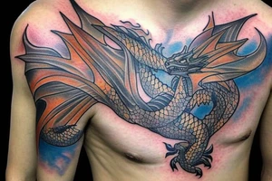Full color dragon on shoulder tattoo idea