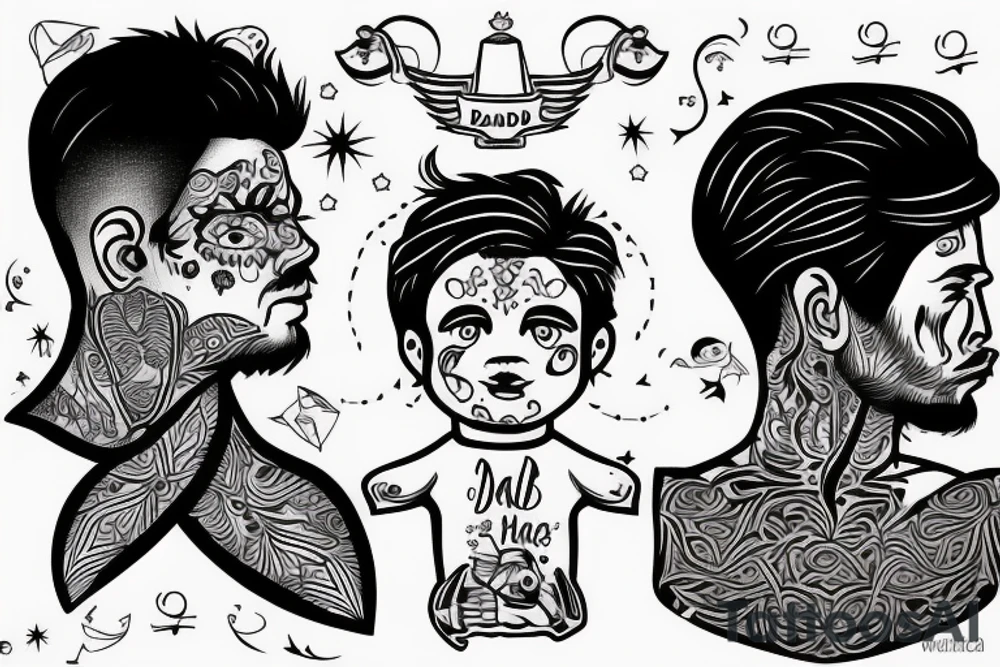 Feeling for dad and son. In small size and with name parshwa tattoo idea