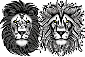 Lion face design, mental illusion, close up of different animals tattoo idea