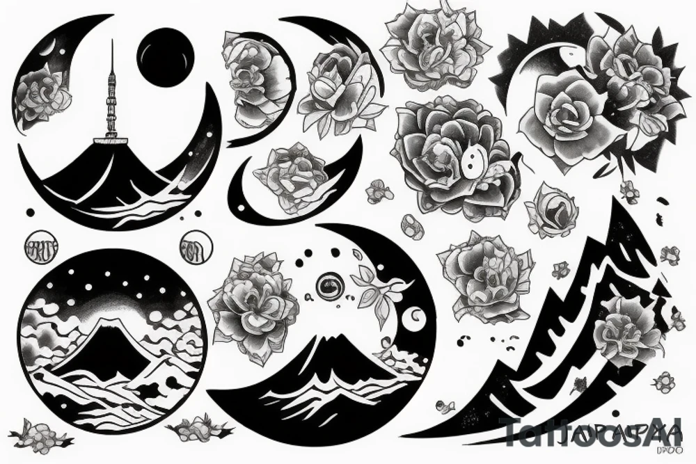 Japan moon tattoo idea