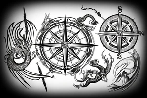 Viking compass and a dragon tattoo idea