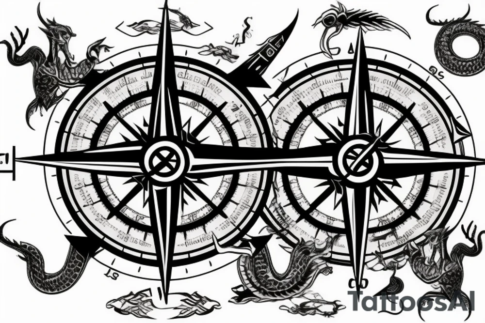 Viking compass and a dragon tattoo idea