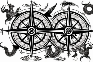 Viking compass and a dragon tattoo idea